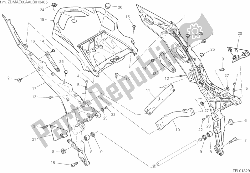 Toutes les pièces pour le 027 - Cadre Arrière Comp. Du Ducati Multistrada 1260 S ABS Thailand 2020